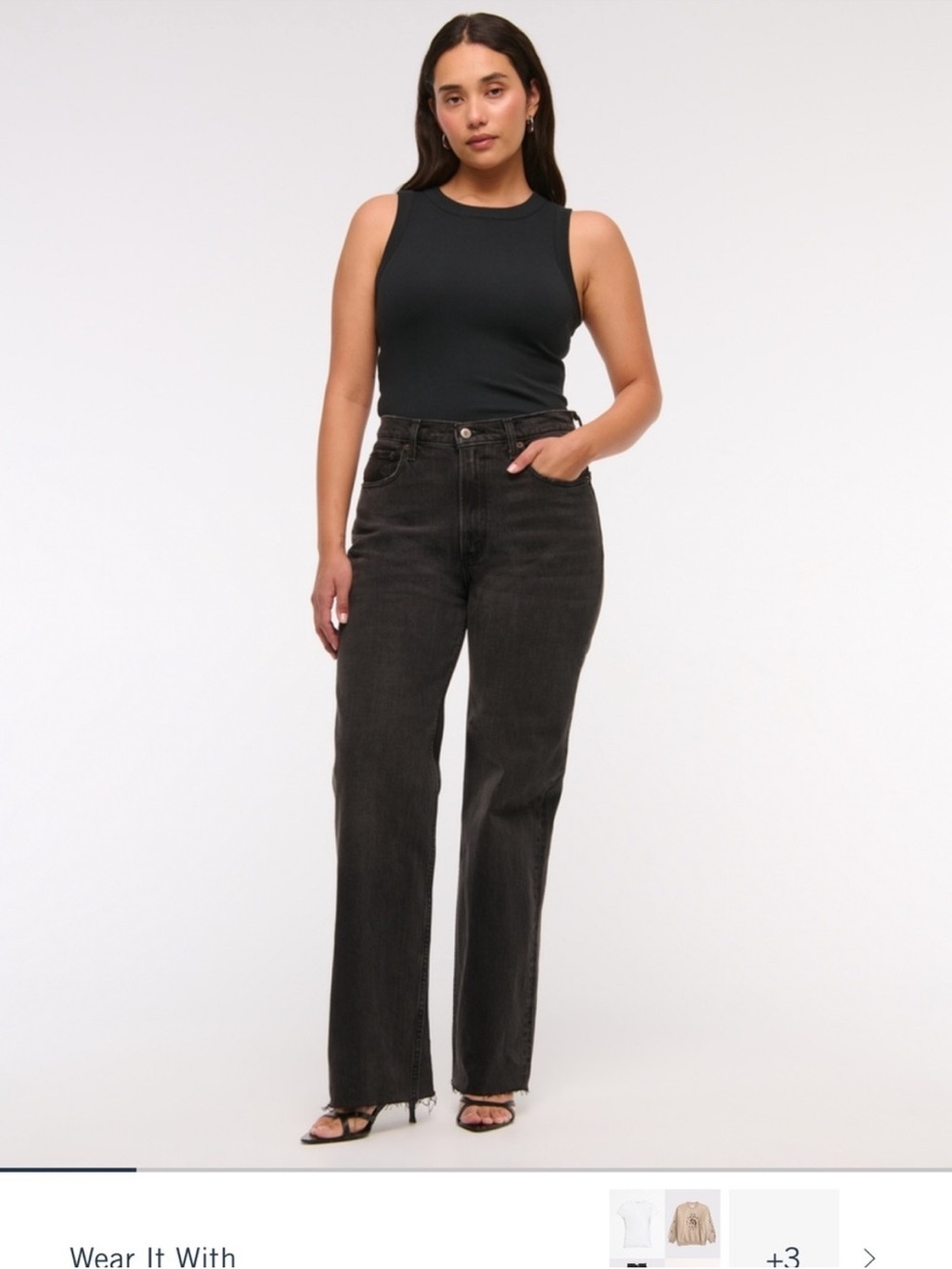 Abercrombie & Fitch Curve Love Relaxed 90s High-Rise Jean in washed Black